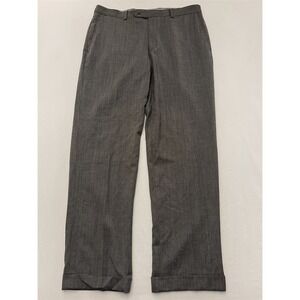 Santorelli 36x32 Stuart Gray 100% Wool Flat Front Cuffed Men Classic Dress Pants